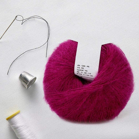 Crochet Yarn, Soft Mohair Wool Knitting Yarn Lightweight Hand Knitwear Yarn DIY Shawl Scarf Crochet Thread Mohair Yarn (Dark Red)......