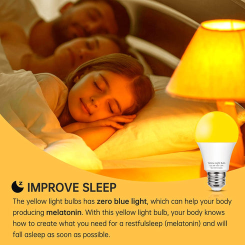 EvaStary Yellow LED Light Bulb Outdoor, 6W LED Bug Light Bulbs 40W Equivalent Outside, A19 LED Amber Bedroom Night Lights, Warm LEDs Hallway Light...