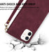 ZZXX for iPhone 12 Pro Wallet Case with Card Slot Premium Soft PU Leather Zipper Folio with Wrist Strap Kickstand Protective for iPhone 12 (Wine R...