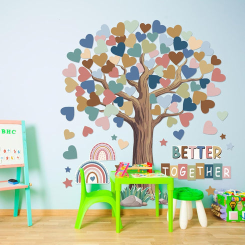 Adduster 108 Sheet Tree Bulletin Board Set - Classroom Tree Bulletin Board Set Heart Cutouts Classroom Bulletin Tree Wall Decor Supplies for Schoo...