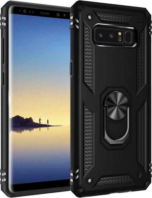 Military Grade Drop Impact for Samsung Galaxy Note 8 Case 360 Metal Rotating Ring Kickstand Holder Built-in Magnetic Car Mount Armor Shockproof Ca...