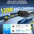 Retractable Car Charger, 4 in1 Fast Car Phone Charger 120W, 2.7Ft Retractable Cables and 4 Electronic Ports, Car Charger Compatible for iOS & Andr...