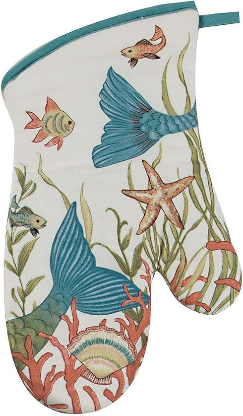 Kay Dee Designs Seas The Day Oven mitt, White/Blue/Coral Pink...