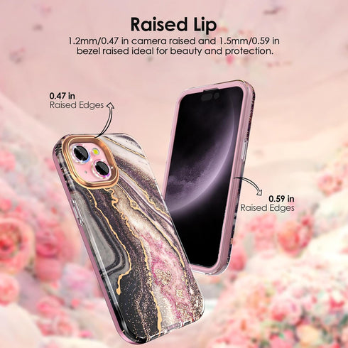 iPhone 15 Case with Screen Protector + Bumper + Camera Protector, iPhone 15 Full Body Protective Case TPU Shockproof, Anti-Yellowing Stylish Shiny...