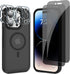 for iPhone 14 Pro (5 in 1) MagSafe Shockproof Anti-Drop Cover Case with Anti-Spy Glass Screen Protector, Camera Lens Protector, and Clean Kits - C...