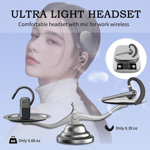 Bluetooth Headset Bluetooth Earpiece for Cellphones Wireless Blue Tooth 5.2 Head Set in-Ear Piece w/Mic Microphone for Cell Phone Hands-Free Noise...