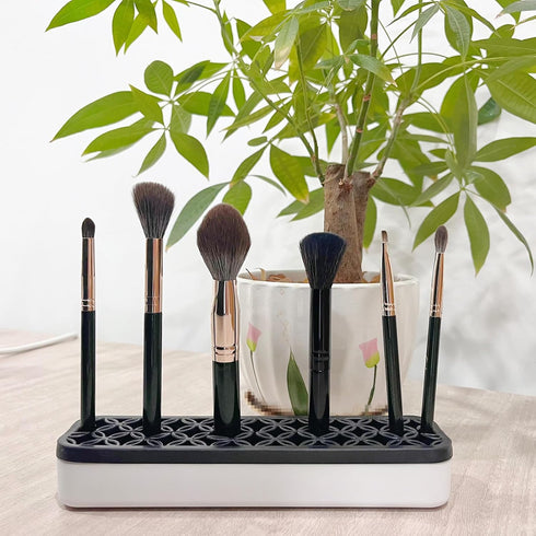 TANG SONG 2 PCS Rectangle Silicone Make up Brush Holder Cosmetic Storage Box Desktop Organizers (Black)...