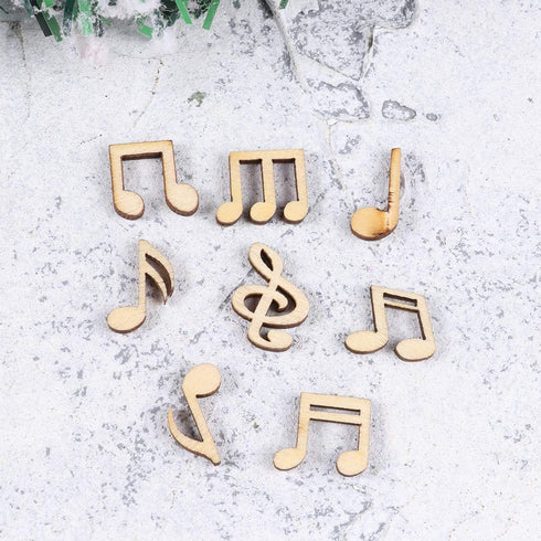 JANOU 100pcs Music Notes Wood Cutouts Music DIY Craft Embellishments Unfinished Wood Ornaments Decoration (Assorted Pattern)...