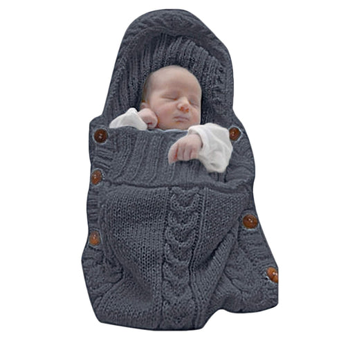 XMWEALTHY Newborn Baby Wrap Swaddle Blanket Knit Sleeping Bag Receiving Blankets Stroller Wrap for Baby(Black Grey) (0-6 Month)...