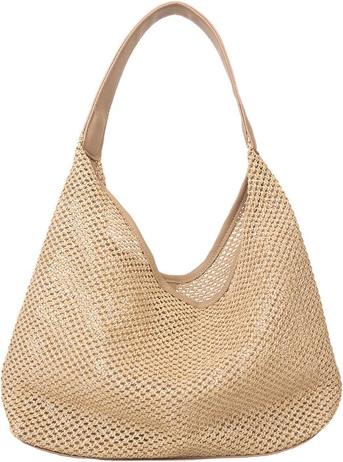 Casual Stylish Straw Bag,Beach Bag Summer Purse Straw Shoulder Bag Straw Woven Handbag For Beach Vacation mesh beach bag...
