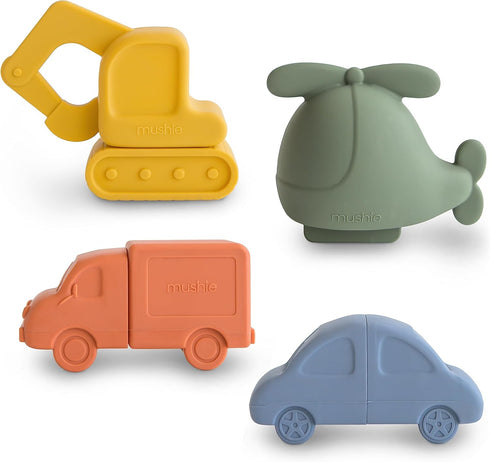 mushie Silicone Vehicles Bath Play Set 4 Pack | Mold Free...