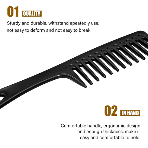 4PCS Wide Tooth Comb, Large Hair Detangling Comb Styling Comb, Professional Women Hair Care Handgrip Comb for Curly, Wet, Long Hair (Black & Blue)...
