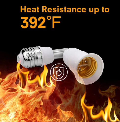 JACKYLED E26 to E26 Light Socket Extender 3.9”/10CM Extension, E26 E27 Medium Base Bulb Converter, Max 60W 360 Degree Adjustable Extension Adapter...