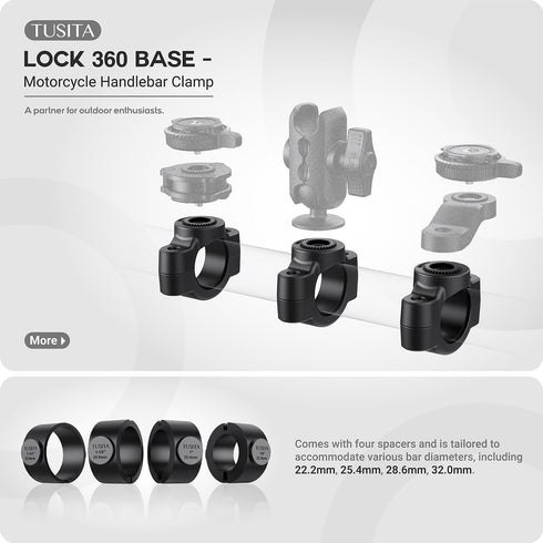 TUSITA Lock 360 Base - Motorcycle Handlebar Clamp...