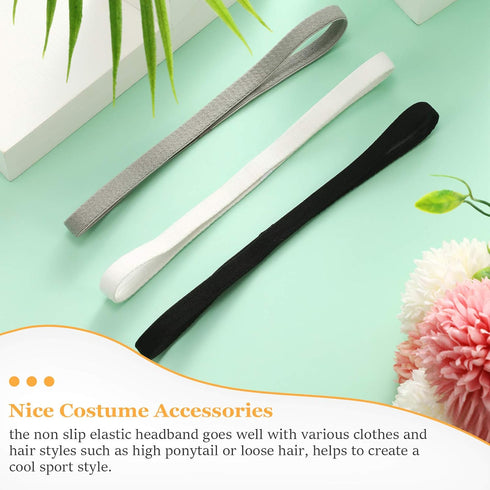 WILLBOND 12 Pieces Thin Non-Slip Elastic Sport Headbands, Hair Bands with Non Slip Silicone Grip Exercise Hair Sweatbands for Men Women Football B...