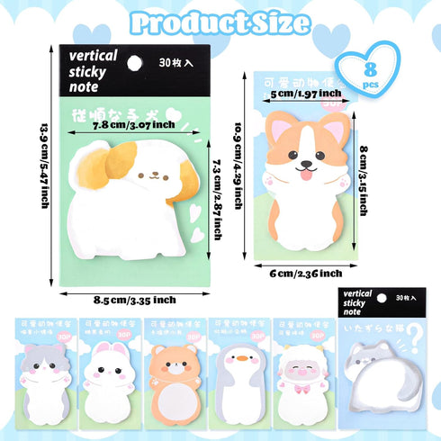 240 Sheets Cute Sticky Notes Cartoon Sticky Notes Animals Shape Sticky Notes Self-Stick Memo Pads Page Markers Flags for School Office Home Studen...