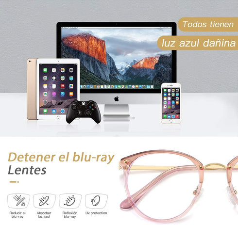(3 Pack Blue Light Blocking Glasses Women and Man Computer Eyeglasses Metal Frame Glasses (Black, leopard, pink)...