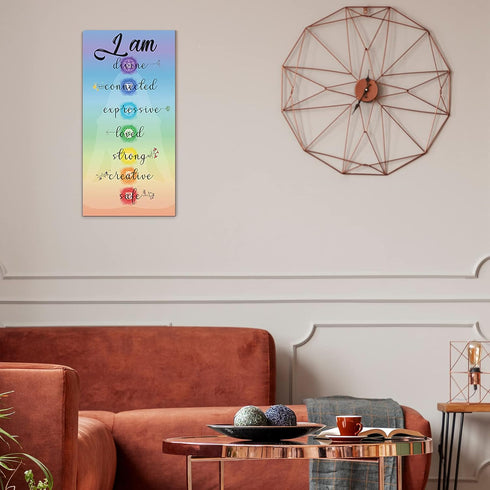 Blulu Chakra Quotes Sign Buddha Wall Decor Yoga Zen Wall Art Wooden Spiritual Decor 7 Chakra Hanging Motivational Meditation Buddhism Spa Room Sig...