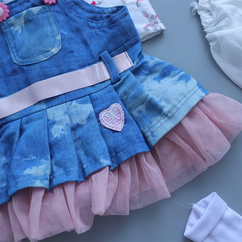Reborn Baby Doll Clothes for 17-22 Inch Newborn Baby Doll Girl, Baby Doll Clothes Outfit Accessories fit 17-22 Inch Reborn Baby Doll Girl?Denim Sk...