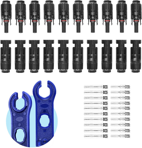 MUYI 42PCS Solar Panel Connector IP67 Waterproof Solar Connectors 1000V 30A Male/Female Plug with 2PCS Spanners (10 Pairs)...