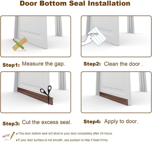 Door Sweep, Door Draft Stopper, Weather Stripping No Tools Requried 2" Width x 39" Length Easy Cut to Size...