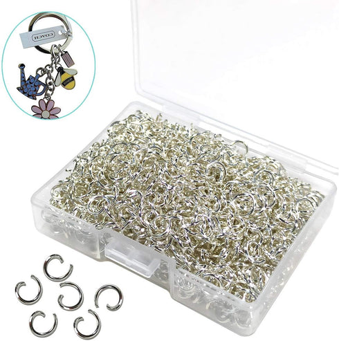 1000 Pcs Silver Plated Jump Rings Split Rings Circle Clasp Connecting Rings Jewelry, Chainmaille Rings Charm Ring Clasp Connector Rings Charm Loop...