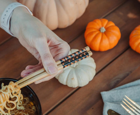 Hello Kitty Sanrio Pumpkins Ceramic Ramen Dinnerware Set | Includes 20-Ounce Noodle Bowl and Wooden Chopsticks...