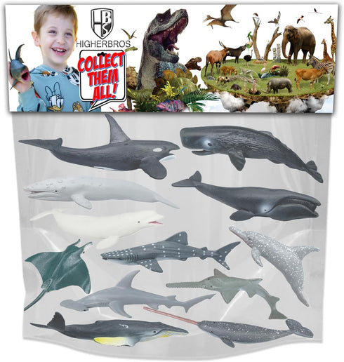 Sharks Figures Sea Animals Whale Toys Set Ocean Animal Action Figures, Great for Kids Bath Toys, Beach Toys, Cake Topper and Party Favors, Gifts, ...