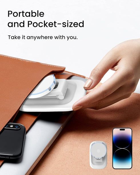 SODI Magnetic Phone Stand for Desk, Foldable Phone Stand Compatible with Mag-Safe iPhone Webcam Mount, Adjustable Phone Holder Portable Compatible...