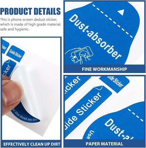 200pcs Glass Dusting Dedust Tempered Absorber Phone Removal Sticker/Laptop Computer Guide Touch Blue Cell Duster/Sticker, Sticker Cleaning Camera ...