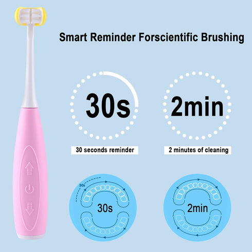 Kids Auto Toothbrush, U31 Sonic Electric Toothbrushes, Food Grade Silicone Soft Bristles, 2 Brush Heads (Pink-Regular)...