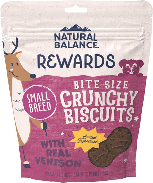 Natural Balance Limited Ingredient Rewards Crunchy Biscuits, Bite-Size Grain-Free Dog Treats for Small-Breed Dogs, Made with Real Venison, 8 Ounce...
