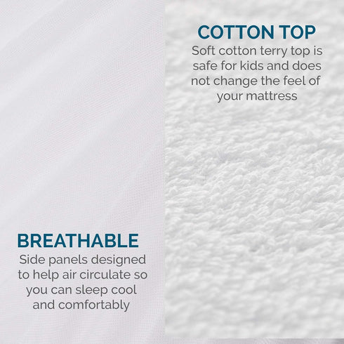 LUCID Premium Hypoallergenic 100% Waterproof Mattress Protector - Universal Fit, Cotton Terry Top, Full...