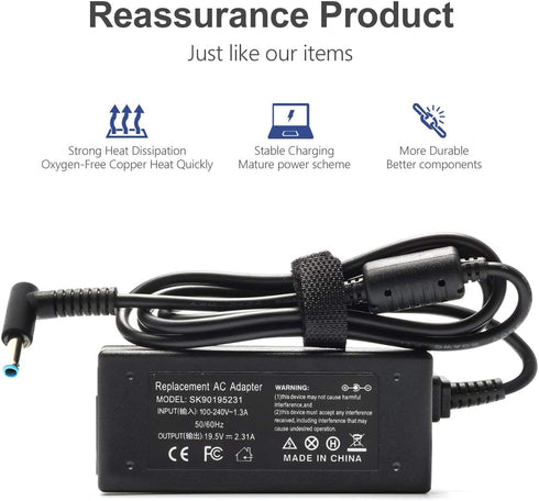 45W Laptop Charger fit for HP 14 inch Laptop 14-DK 14-DQ 14-DF 14-DH 14-DS 14-AC 14-AK 14-AL 14-BA Series, 14-DF0023CL 14-DF0018WM 14-DK0731MS 14-...