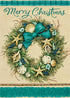 Merry Christmas Coastal Garden Flag, White Xmas Winter Home Decorative House Yard Outside Small Flag Seashell Starfish Wreath Beach Decor, Farmhou...