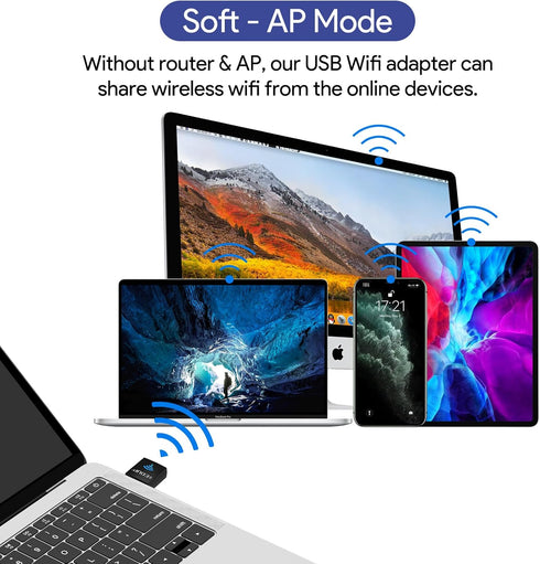 USB Bluetooth WiFi Adapter, Wireless Nano USB Network Adapter for Laptop Desktop PC Wi-Fi Dongle Compatible with Windows 10/7/8/8.1/XP Mac OS X 10...