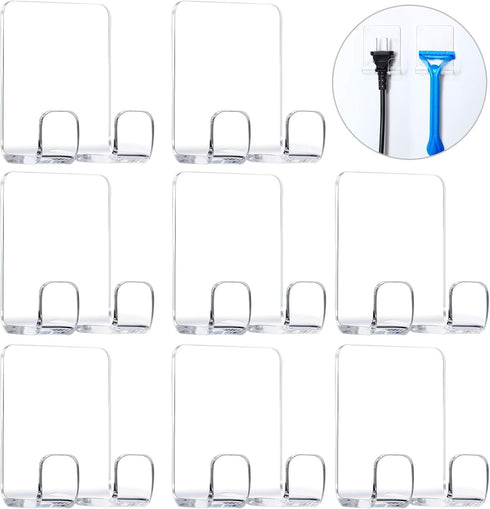Jetec 8 Pcs Razor Holder for Shower Self Adhesive Shower Hook for Razor Shaver Hook Holder with Acrylic Adhesive Hanger for Bathroom Kitchen Utili...