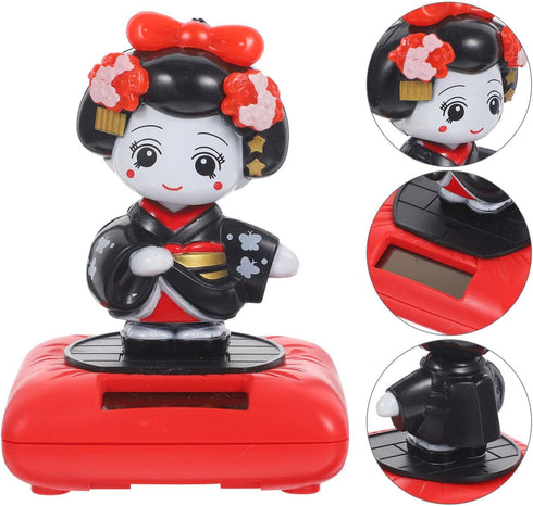 Kimono Solar Dancers Kimono Girl Sculpture Dashboard Dancing Solar Powered Car Japanese Kimono Doll Geisha Figurine Ornament Car Interior Decor Pu...