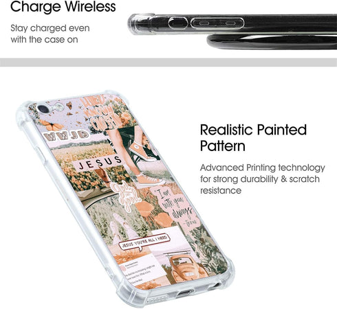 Christian Aesthetic Collage Case for iPhone 7/8/SE 2020, Christian Faith Positivity Motivational Jesus Graphic Case for Women Men, Unique Trendy S...