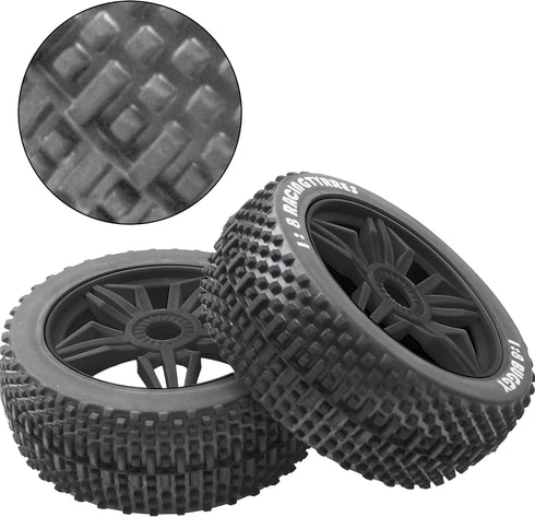 ShareGoo OD 4.52" 1/8 RC Buggy Rubber Tires Tyre w/ 5 Spoke Plastic Rim 17mm Hex Compatible with Arrma Kyosho Exceed RC Traxxas Redcat HSP HPI 1/8...