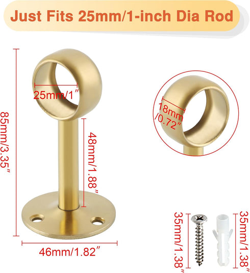 Alise Curtain Rod Holder Bracket 1''Dia,Closet Rod Holders Wall Mount,Ceiling Mounted Curtain Rod Flange Brackets,Ceiling Curtain Rods Brackets fo...
