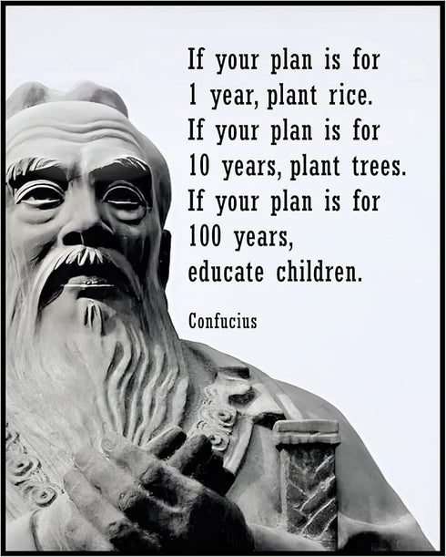 Posterizer 1 pcs-Confucius-If Your Plan is for 100 Years Educate Children-Philosophy-Quotes -Motivational Inspirational Art-Gift For Buddhism Medi...
