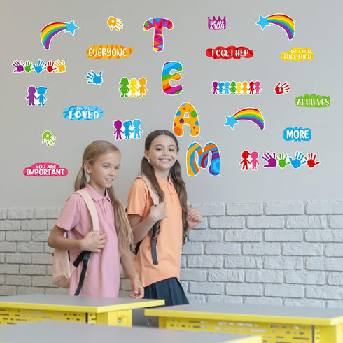 Qilery 36 Pcs Classroom Bulletin Board Decorations Set Teamwork Classroom Decor Welcome Bulletin Board Craft for Kids Kindergarten Preschool Eleme...
