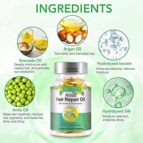 Amla Hair Repair Oil, Restores Dry & Damaged Hair, Make Hair Silky, Smooth, and Shiny, Enhances Softness & Elasticity, Instant Scalp Hydration, 40...