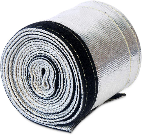 Heat Shroud Sleeve Aluminized Sleeving Express Aluminized Hose and Silver Hose Wire Protection Barrier with Hook and Loop Closure, 3/4" I.D.x 10FT...
