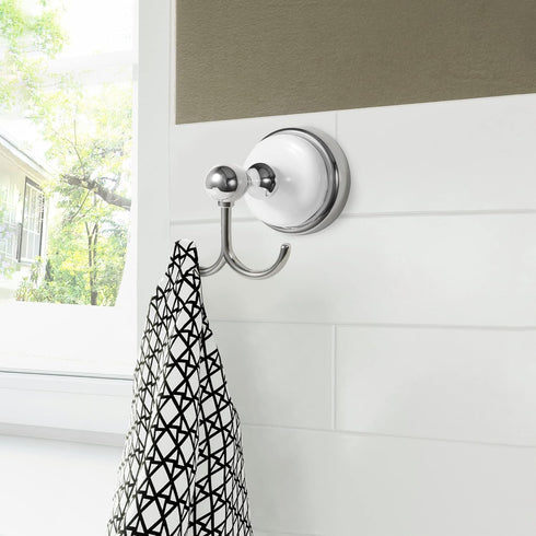 Design House Accessories Bathroom Hardware, Robe Hook, Polished Chrome and White...