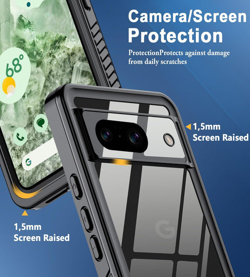 Design for Google Pixel 8 Case Waterproof, Dustproof Full Protection Case with Screen Protection Phone Case Cover for Google Pixel 8 (Black)......