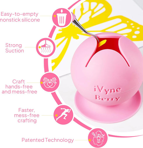 iVyne Berry Suctioned Vinyl Weeding Scrap Collector & Holder for Weeding Tools for Vinyl - Pink...