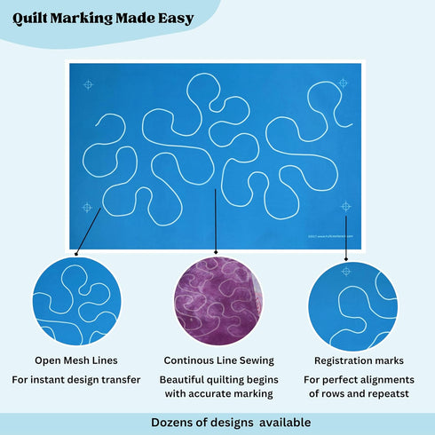 Big Stipple Meander - Edge to Edge Stencil, Continuous Line Template for Free Motion Quilting, Domestic Machine Quilting, Hand Quilting, Long-Arm ...