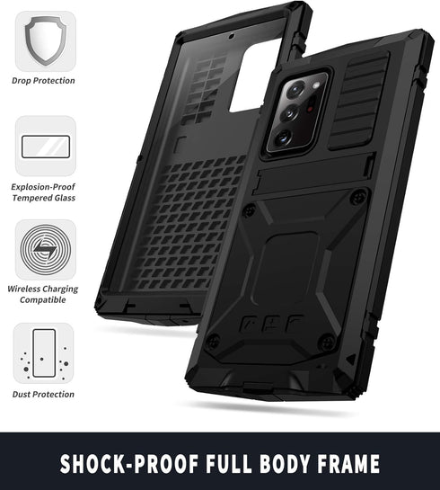 for Samsung Galaxy Note 20 Ultra Case, Aluminum Metal Gorilla Glass Waterproof Shockproof Military Heavy Duty Sturdy Protector Cover Hard Case for...